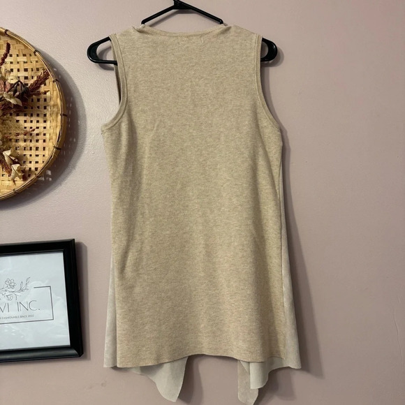 Calvin Klein Drape Open Front Beige Cardigan Vest Womens  Size XS - Picture 6 of 6